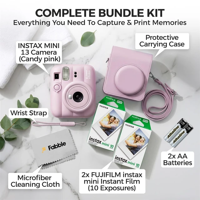 Alt view image 2 of 7 - Instax Mini 13 Instant Film Camera Candy Pink Bundle with Groovy Case, Instax Mini Twin Pack Film 20 Exposures, Automatic Exposure, Close-Up Mode, Selfie Mirror (Candy Pink)
