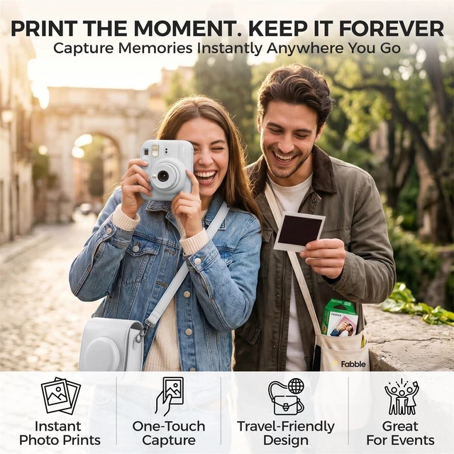 Alt view image 5 of 7 - Instax Mini 13 Instant Film Camera Clay White Bundle with Groovy Case, Instax Mini Twin Pack Film 20 Exposures, Automatic Exposure, Close-Up Mode, Selfie Mirror