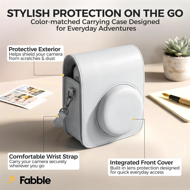 Alt view image 7 of 7 - Instax Mini 13 Instant Film Camera Clay White Bundle with Groovy Case, Instax Mini Twin Pack Film 20 Exposures, Automatic Exposure, Close-Up Mode, Selfie Mirror