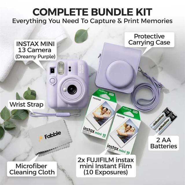 Alt view image 2 of 7 - Instax Mini 13 Instant Film Camera Dreamy Purple Bundle with Groovy Case, Instax Mini Twin Pack Film 20 Exposures, Automatic Exposure, Close-Up Mode, Selfie Mirror
