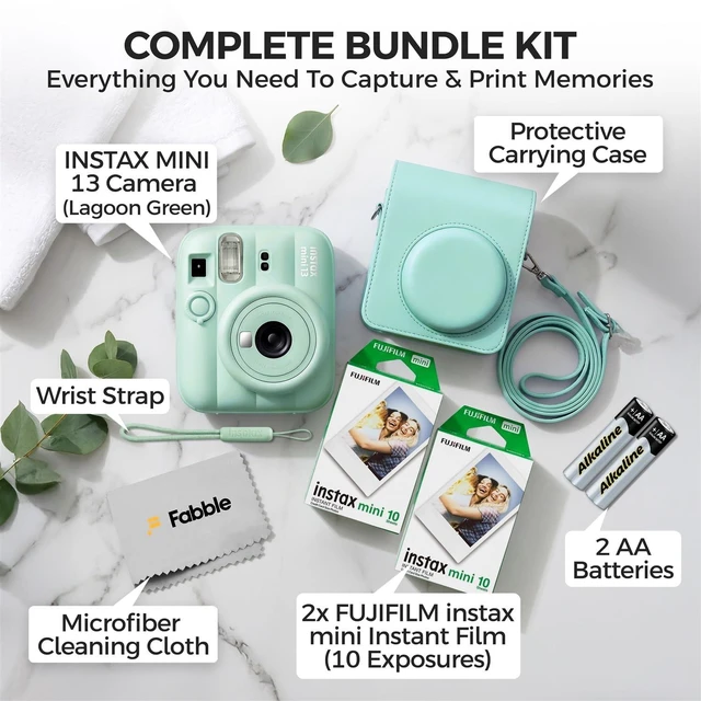 Alt view image 2 of 7 - INSTAX MINI 13 Instant Film Camera Lagoon Green Bundle with Caiul Groovy Case, INSTAX Mini Twin Pack Film 20 Exposures, Automatic Exposure, Close-Up Mode, Selfie Mirror