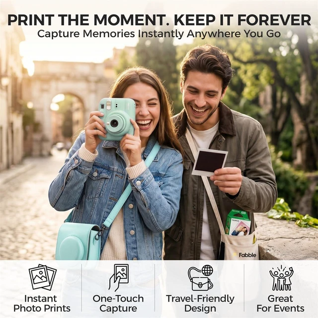 Alt view image 5 of 7 - INSTAX MINI 13 Instant Film Camera Lagoon Green Bundle with Caiul Groovy Case, INSTAX Mini Twin Pack Film 20 Exposures, Automatic Exposure, Close-Up Mode, Selfie Mirror