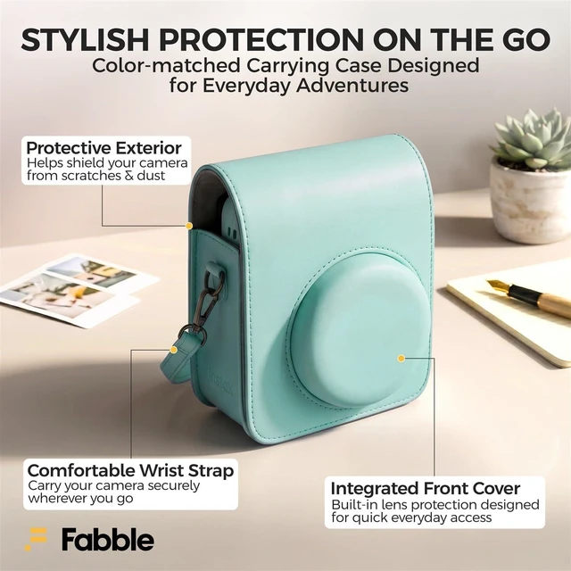 Alt view image 7 of 7 - INSTAX MINI 13 Instant Film Camera Lagoon Green Bundle with Caiul Groovy Case, INSTAX Mini Twin Pack Film 20 Exposures, Automatic Exposure, Close-Up Mode, Selfie Mirror