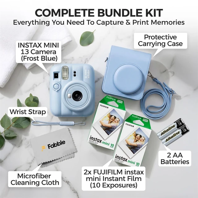 Alt view image 2 of 7 - Instax Mini 13 Instant Film Camera Frost Blue Bundle with Groovy Case, Instax Mini Twin Pack Film 20 Exposures, Automatic Exposure, Close-Up Mode, Selfie Mirror
