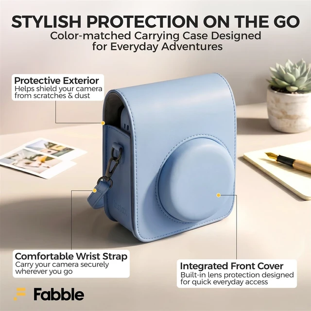 Alt view image 7 of 7 - Instax Mini 13 Instant Film Camera Frost Blue Bundle with Groovy Case, Instax Mini Twin Pack Film 20 Exposures, Automatic Exposure, Close-Up Mode, Selfie Mirror