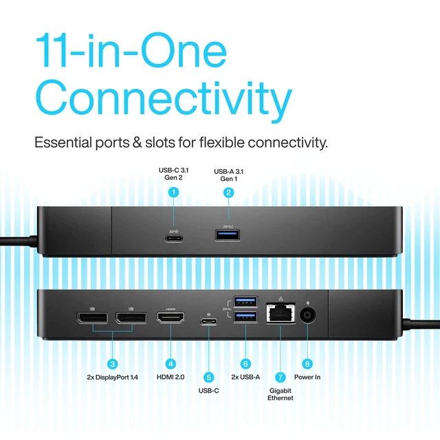 Alt view image 2 of 6 - Dell WD19S Docking Station Dual Monitor - 180W USB-C, HDMI + DisplayPort Features mini-DisplayPort, 2x USB-C & 3x USB-A 3.0 for full expansion