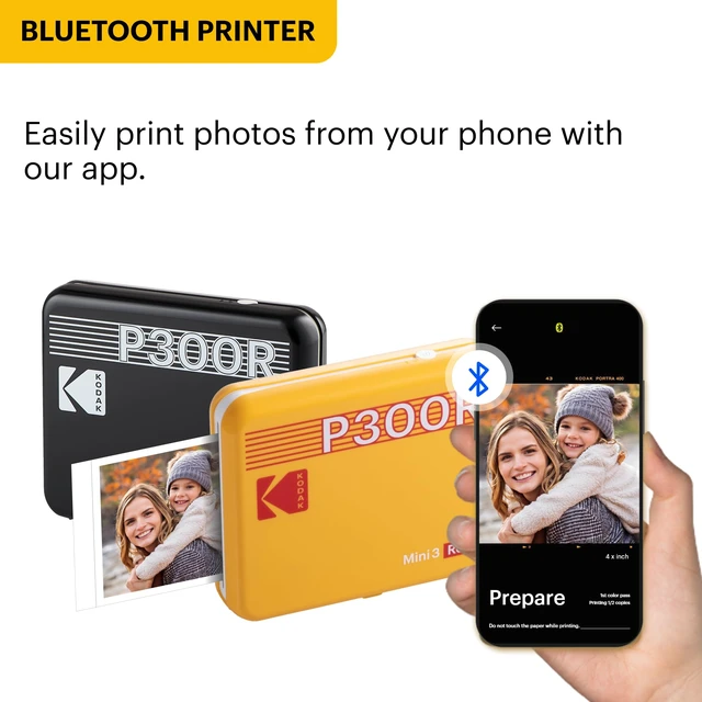 Alt view image 3 of 7 - Mini 3 Retro 3x3 Portable Photo Printer, 4PASS, 38 Sheets, White Bluetooth, iPhone & Android Smartphone Compatible, Smudge-Proof, Water-Resistant, Fade-Resistant