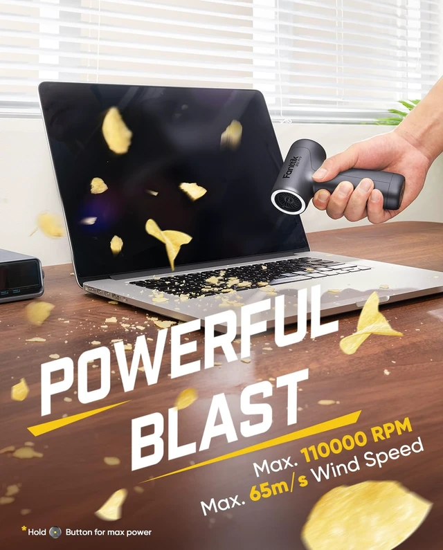 Alt view image 4 of 7 - B10 Pro Electric Air Duster (Sliver) 110,000RPM Brushless Motor, One-Tap Booster, 3-Speed Adjustable Control for PC, Keyboard & Electronics