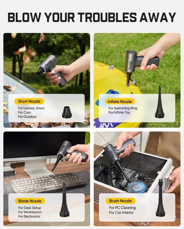 Alt view image 5 of 7 - B10 Pro Electric Air Duster (Sliver) 110,000RPM Brushless Motor, One-Tap Booster, 3-Speed Adjustable Control for PC, Keyboard & Electronics