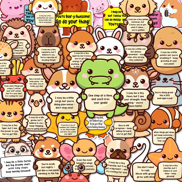 Alt view image 2 of 7 - 200PCS Emotional Support Animal Stickers by Affirmation Sticker Pack for Adults or Kids Cute Inspirational Buddies for Water Bottles, Laptops, Phones, Positive Quote Vinyl