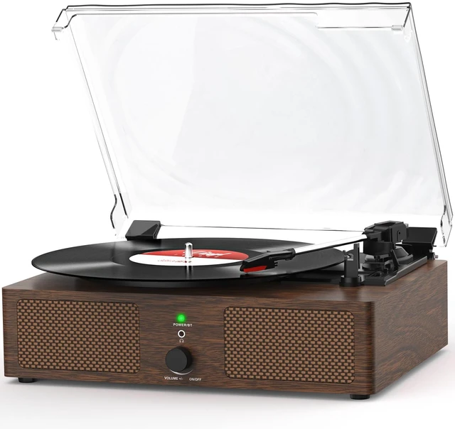 Main image of Vinyl Record Player Wireless Turntable with Speakers & USB, Toffee Bluetooth Input Headphone Jack RCA Output Auto Stop Belt-Driven 3 Speed Vintage Phonograph for Entertainment and Home Decor