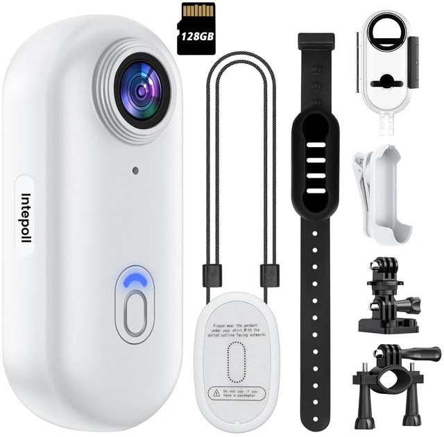 Main image of 4K Mini WiFi Action POV Camera 128GB Thumb Portable Body Cam Wearable Video Recorder with IPX7 Waterproof Camcorder, Helmet Mount, Magnetic,Pocket Sport DV for Bike Cycling, Pet, Vlogging(White)