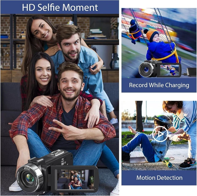 Alt view image 4 of 7 - Camcorder Video Camera 4K Ultra 80MP Vlogging Camera for YouTube IR Night Vision 18X Digital Zoom 3.0 IPS Screen Video Recorder with 32GB SD Card, 2 Batteries, Remote Control and Microphone