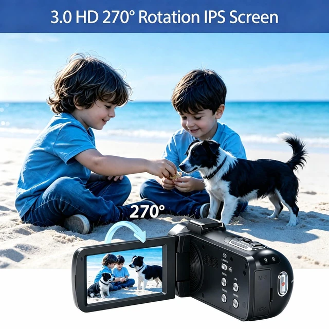 Alt view image 5 of 7 - Camcorder Video Camera 4K Ultra 80MP Vlogging Camera for YouTube IR Night Vision 18X Digital Zoom 3.0 IPS Screen Video Recorder with 32GB SD Card, 2 Batteries, Remote Control and Microphone