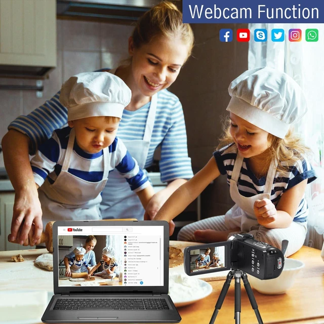 Alt view image 6 of 7 - Camcorder Video Camera 4K Ultra 80MP Vlogging Camera for YouTube IR Night Vision 18X Digital Zoom 3.0 IPS Screen Video Recorder with 32GB SD Card, 2 Batteries, Remote Control and Microphone