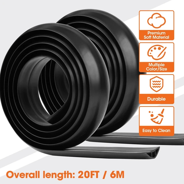 Alt view image 4 of 6 - 20 FT Floor Cord Cover, Cord Covers for Wires on Floor, Cord Protector, Floor Cable Cover, Hide Extension Cord Covers for Floor, Cable Cavity: 0.47" (W) x 0.29" (H), Black