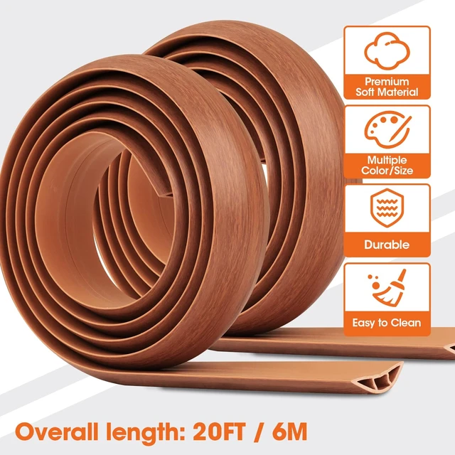 Alt view image 4 of 6 - 20 FT Floor Cord Cover, Cord Covers for Wires on Floor, Cord Protector, Floor Cable Cover, Hide Extension Cord Covers for Floor, Cable Cavity: 0.47" (W) x 0.29" (H) - Brown