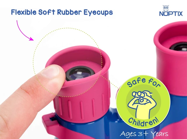 Alt view image 2 of 7 - Binoculars for Kids, Girls or Boys Real Kids Binoculars in Vibrant Pink Blue - includes Sticker Book with 40 Bird Species - Kids Toys Small Binoculars, Toddler Binoculars