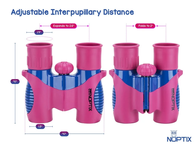 Alt view image 4 of 7 - Binoculars for Kids, Girls or Boys Real Kids Binoculars in Vibrant Pink Blue - includes Sticker Book with 40 Bird Species - Kids Toys Small Binoculars, Toddler Binoculars