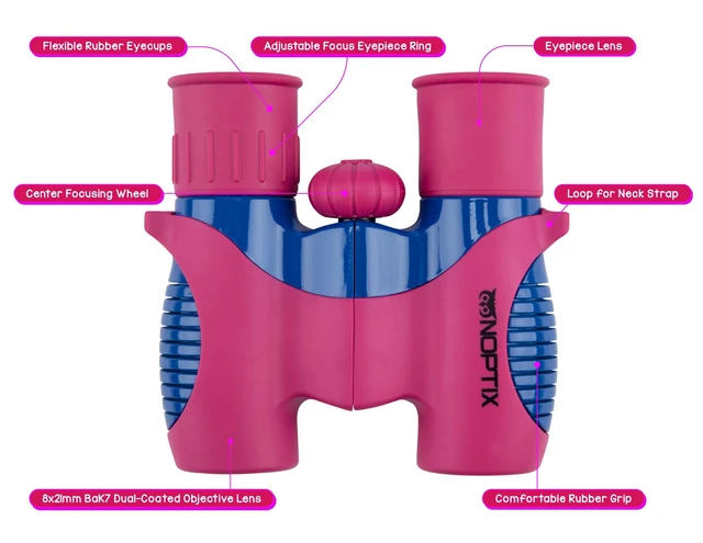 Alt view image 6 of 7 - Binoculars for Kids, Girls or Boys Real Kids Binoculars in Vibrant Pink Blue - includes Sticker Book with 40 Bird Species - Kids Toys Small Binoculars, Toddler Binoculars