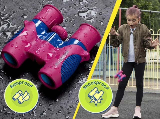 Alt view image 5 of 7 - Binoculars for Kids, Girls or Boys Real Kids Binoculars in Vibrant Pink Blue - includes Sticker Book with 40 Bird Species - Kids Toys Small Binoculars, Toddler Binoculars