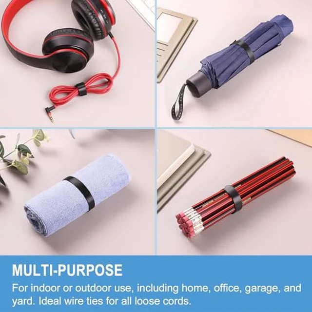 Alt view image 6 of 6 - 400 PCS 8 Inches Reusable Cable Ties Adjustable Cord Wraps, Cable Straps Hook & Loop Cord Organizer, Cable Management (200 PCS x 2 Packs)