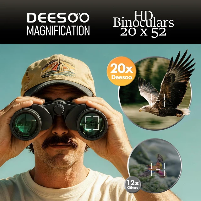 Alt view image 2 of 7 - 20x52 Binoculars for Adults High Powered HD Vision, Large View, BAK4 Prism, Professional for Bird Watching, Cruise Ship, Hunting, Travel, Hiking, Gifts for Men