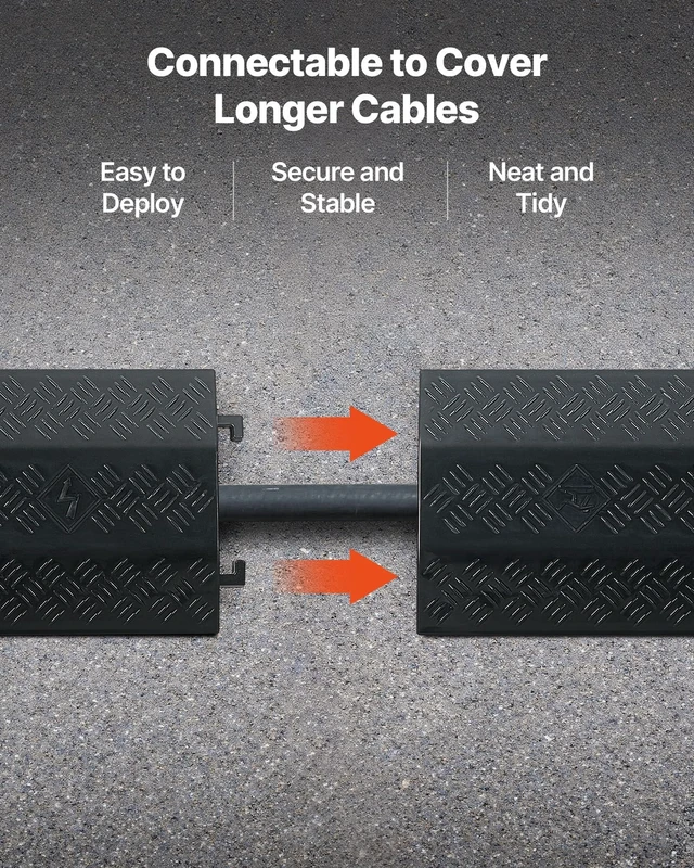 Alt view image 6 of 7 - Drop Over Cable Cover, 17,500 lbs/Axle Load Capacity, 2 Channel Heavy Duty Floor Cord Cover, Cable Hose Protector Ramp, for Indoor, High Walking Traffic Areas, Home, Office, Warehouse, 1 Pack