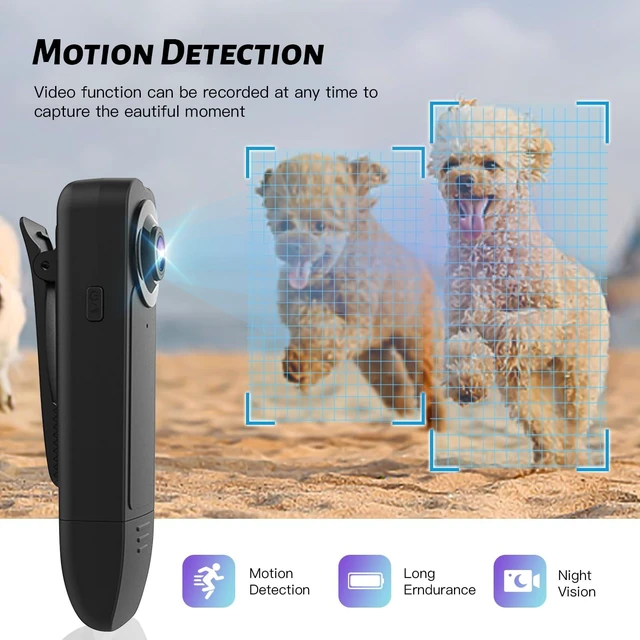 Alt view image 3 of 6 - Mini Body Camera with Audio and Video Recording, POV Camera with 32G Card Body Worn Cam,Wearable Patrol Video Recording Camcorder With Night Version,Camcorder for Security Work Records Traveling