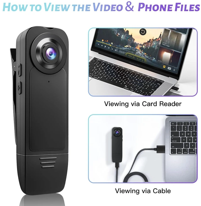 Alt view image 5 of 6 - Mini Body Camera with Audio and Video Recording, POV Camera with 32G Card Body Worn Cam,Wearable Patrol Video Recording Camcorder With Night Version,Camcorder for Security Work Records Traveling