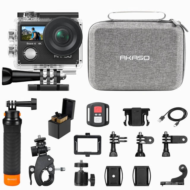 Main image of Brave 4 Action Camera with Floating Hand Grip and Carrying Bag Bundle 20MP EIS WiFi 170° FOV 5X Zoom Waterproof Underwater Camera for Snorkel, Travel, Bicycle, Helmet, Motorcycle Accessories Kit