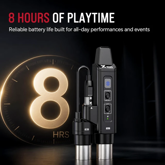 Alt view image 6 of 6 - P3S Stereo XLR Bluetooth Receiver for Audio Mixer,Active PA,DJ System Stereo / Mono Modes, Bluetooth 5.3, 100ft Range, 8H Battery Life, Plug and Play