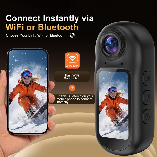 Alt view image 7 of 7 - 4K Mini Body Camera with EIS 6-Axis Stabilization,POV Action Camera With 1.5'' HD screen Audio and Video Recording,WiFi Bluetooth, clip Magnetic hands-free Body Cam for cycling, motorcycle