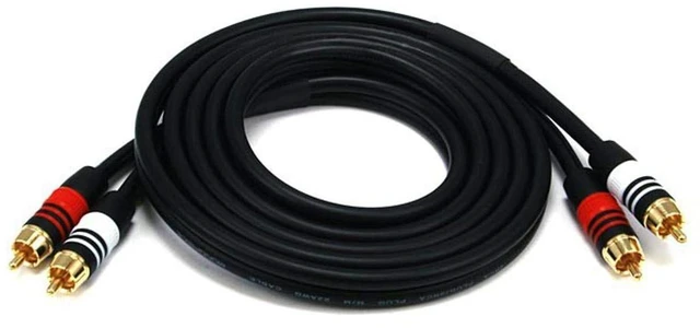 Main image of 102864 6' Premium 2 RCA Plug to 2 RCA Plug 22AWG Cable - Black