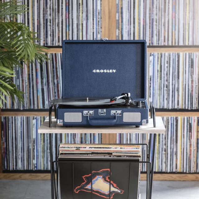Alt view image 7 of 7 - CR8005F-IB Cruiser Plus Record Player, Ink Blue 3-Speed Turntable, Bluetooth In / Out, Built-in Stereo Speakers, Isolated Internal Speakers Minimize Vibration