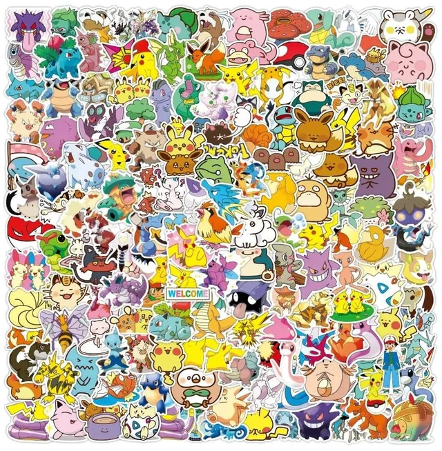 Main image of 200pcs Cute Character Stickers, Cartoon Vinyl Stickers Detachable, Reusable Stickers (Yellow)