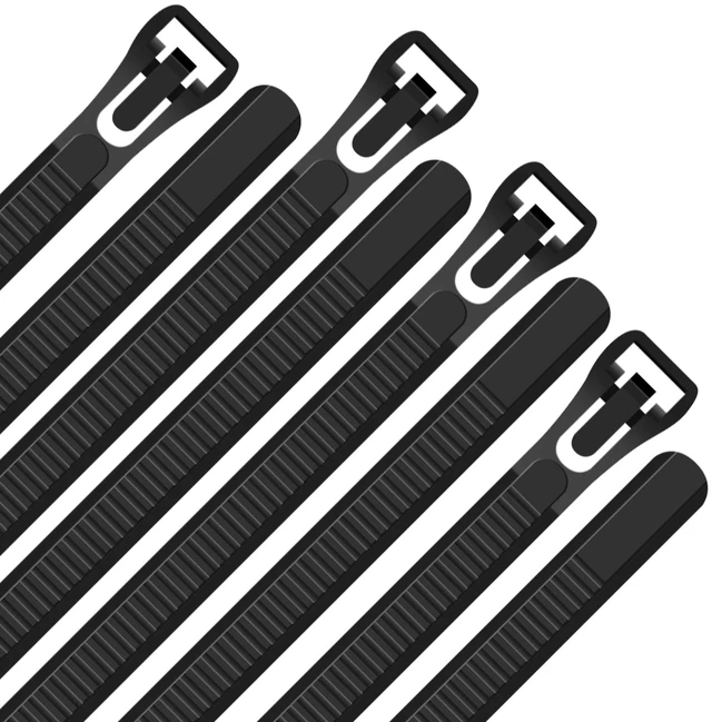 Alt view image 2 of 7 - 100Pcs 24Inch Heavy Duty Industrial Reusable Cable Wrap Ties Releasable Black Tie Wraps Reusable Zip Toes Tie Straps 200lb Tensile Strength For Garden Plant Secure Vine, Home Office