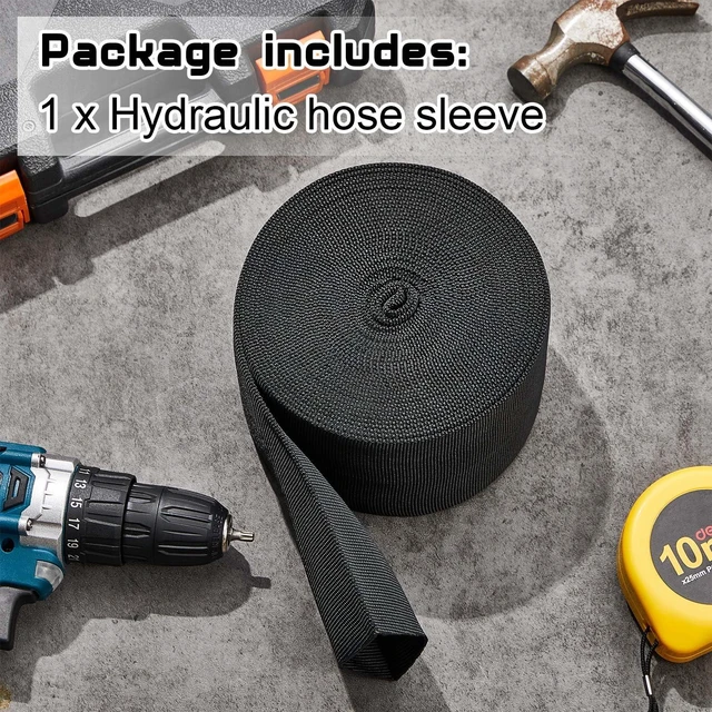 Alt view image 3 of 7 - 26 Ft Nylon Hydraulic Hose Protector Sleeve Cover,2.5 Inch Id Abrasion Resistant Wrap for TIG Torch Cables, Expandable Braided Sheath Protects from Heat, Flat Design for Cord Management