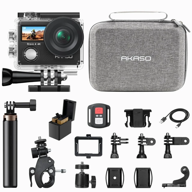 Main image of Brave 4 Action Camera with Selfie Stick Tripod and Carry Bag Bundle 20MP EIS WiFi 170° FOV 5X Zoom Waterproof Underwater Camera for Snorkel, Travel, Bicycle, Helmet, Motorcycle Accessories Kit