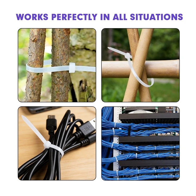 Alt view image 7 of 7 - Zip Ties, 1200pcs White Cable Zip Ties 12 Inch, Heavy Duty Plastic Wire Ties with 100lb Tensile Strength, Self-Locking White Nylon Tie Wraps for Indoor and Outdoor