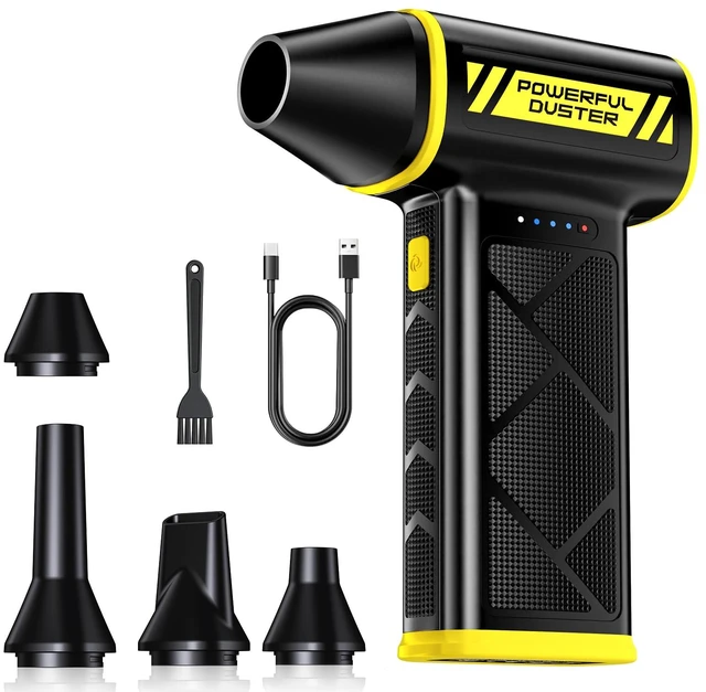 Main image of Compressed Air Duster, 110000RPM Ultra-Powerful Electric Air Duster, 3-Speed Cordless Turbo Air Blower, Rechargeable Dust Cleaner for Car Detailing, Keyboard, PC, Home & Outdoor