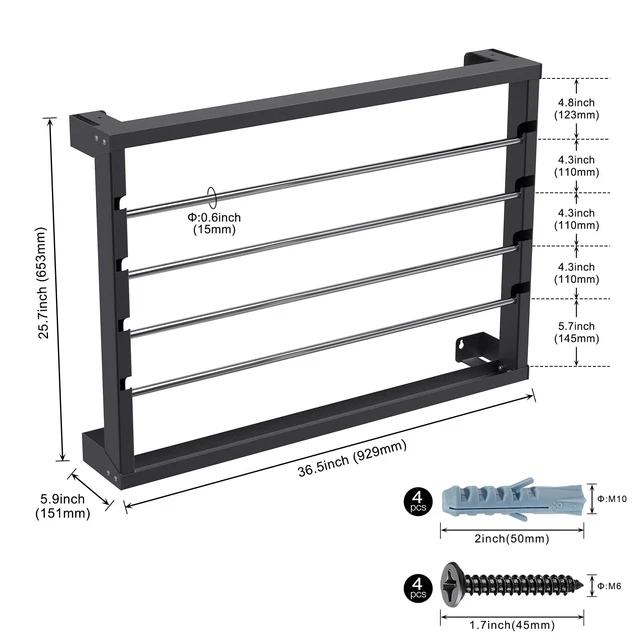 Alt view image 7 of 7 - Wall Mount Wire Spool Rack, Cable Dispenser with 4 Adjustable Rods Heavy Duty Steel Cable Reel Holder, Wire Rack for Industrial, Electrical, and Retail Storage and Display (Black)