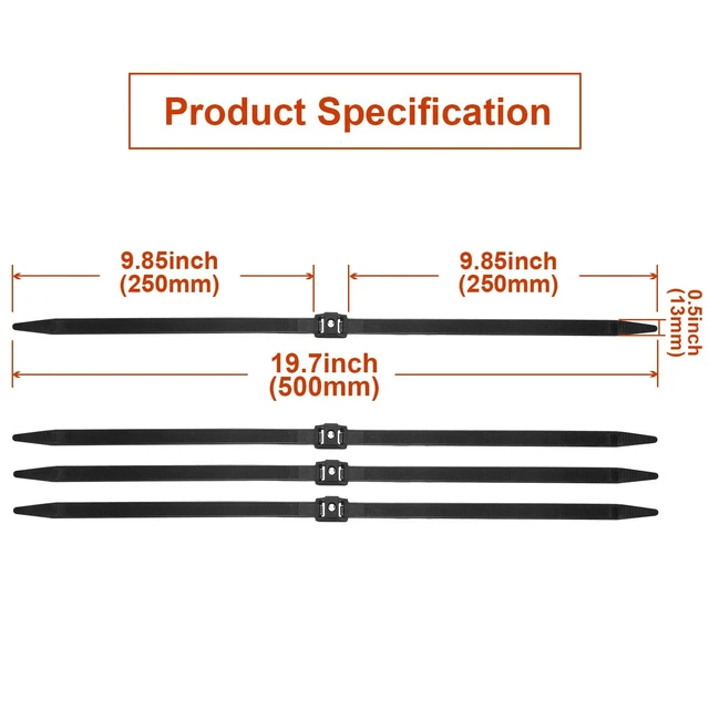 Alt view image 2 of 6 - 200 Pcs 10 x 0.5 Inch Zip Ties Double Sided Cable Ties, Black Eye Hole Design, Durable Reliable Nylon, Resistant to Rust, Corrosion and Outdoor Weather, Adjustable Size, Easy to Open Wrap