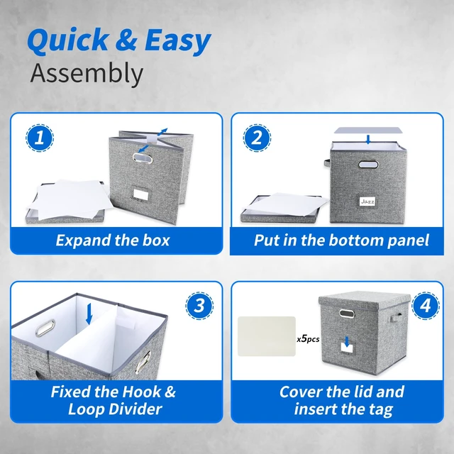 Alt view image 6 of 7 - Vinyl Record Storage Box Set of 2 - Album Storage Holds 100+ Single Records, Decorative LP Storage Organizer Crate with Lid, Sturdy Moving Boxes for Records
