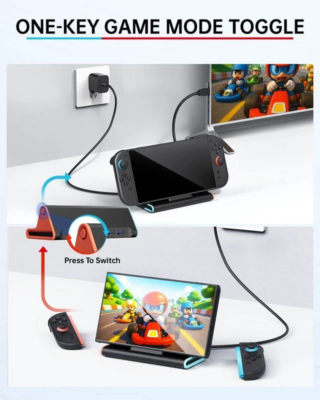 Alt view image 6 of 7 - Switch 2 Dock, 4K@60Hz TV Docking Station with 60W Fast Charger & HDMI Cable, Gigabit Ethernet Port (1000Mbps), Portable Replacement Base for Switch 2 ONLY, Accessories Bundle for Nintendo Switch 2