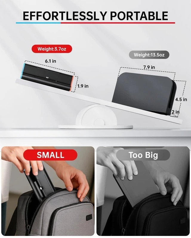 Alt view image 7 of 7 - Switch 2 Dock, 4K@60Hz TV Docking Station with 60W Fast Charger & HDMI Cable, Gigabit Ethernet Port (1000Mbps), Portable Replacement Base for Switch 2 ONLY, Accessories Bundle for Nintendo Switch 2