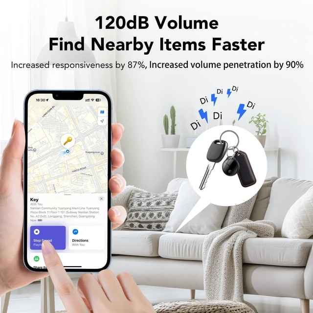 Alt view image 3 of 7 - Air Tracker Tags-4 Pack: Smart Bluetooth Tracker, Compatible with Apple Find My APP (iOS Only) Replaceable Battery, IP67 Waterproof, Suitable for Luggage, Wallets, Backpacks, Keys Tracking Tag, Black