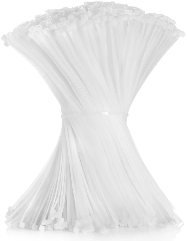 Main image of Clear Cable Zip Ties 12 Inch 1000 Pack Plastic White Zip Ties 50lbs Zipties Heavy Duty Zip Ties for Outdoor and Indoor Multi-Purpose Cable Ties Self-Locking UV Resistant Wire Ties Wraps