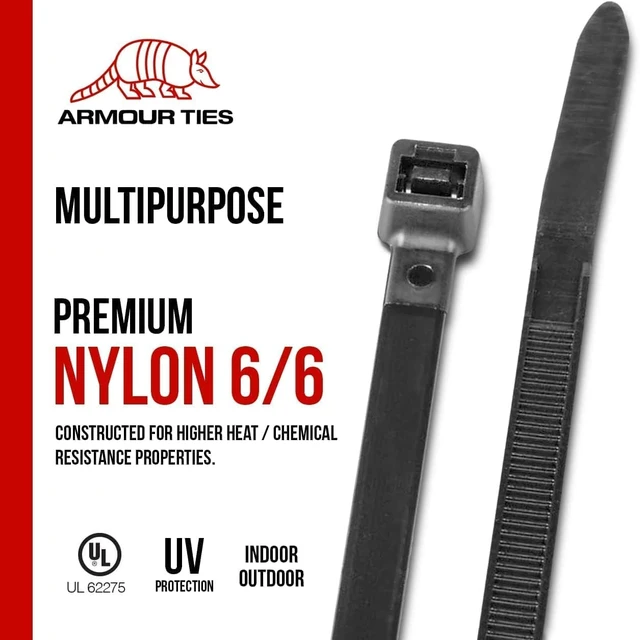 Alt view image 4 of 7 - 17 Inch Black Zip Ties, 50 lb Tensile Strength, 100-Pack UV Resistant Industrial-Strength Nylon, Indoor and Outdoor Cable & Wire Management, Multi-Purpose Cable Ties, Self-Locking