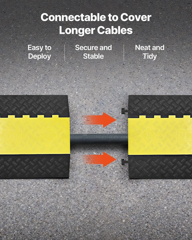Alt view image 6 of 7 - Rubber Cable Protector Ramp, 2 Channel Heavy Duty Rubber Cord Hose Wire Cover, 4'' W x 3'' H Large Channel Size, Driveway Traffic Speed Bump with Flip-Open Top Cover, for Indoor Outdoor Use